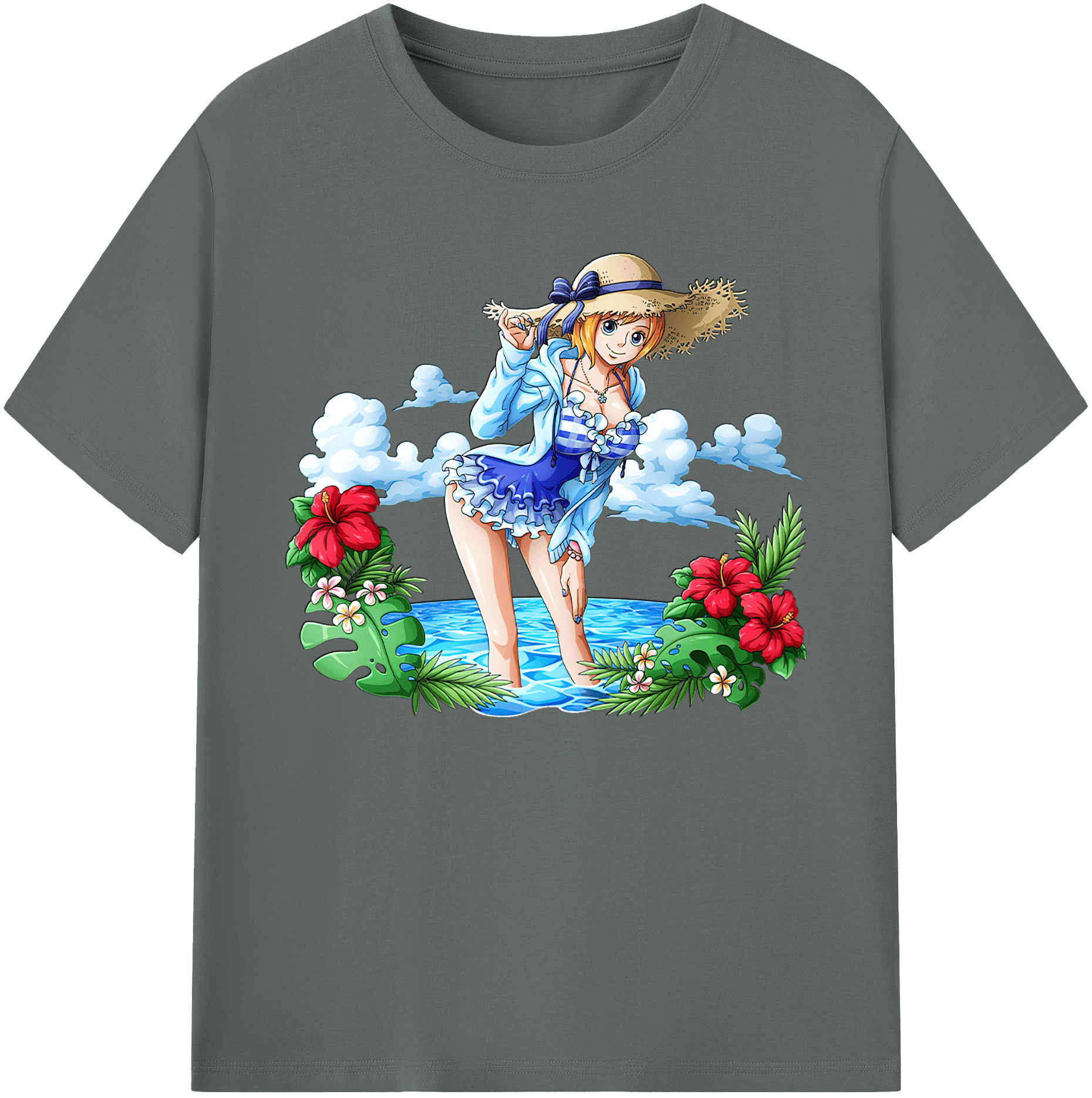 （画像用） ワンピース ナミ ONE PIECE Nami 綿100％ メンズ半袖Tシャツ｜肌触りやわらか＆通気性